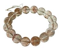 LKBEADS natural super seven quartz gemstone 13mm|round shape smooth cut stone |7 inch|grey color stone |energy stretch bracelet | healing wristband | handmade jewelry | LK_WOSB_00336LK_WOSB_00336