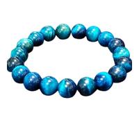LKBEADS Natural Tiger Eye Gemstone 10 mm | Round Shape, Smooth Cut Stone | 7 Inch | Blue Color Gem | dhan yog stretch bracelet | success wristband | handmade jewelry |LK_BRC_02328