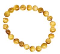 LKBEADS Natural Tiger Eye Gemstone 8 mm | Round Shape, Smooth Cut Stone | 7 Inch | Yellow Color Gem | dhan yog stretch bracelet | success wristband | handmade jewelry |LK_BRC_02294