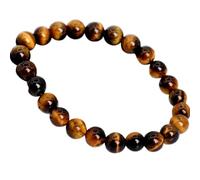 LKBEADS Natural Tiger Eye Gemstone 8 mm | Round Shape, Smooth Cut Stone | 7 Inch | Yellow Color Gem | dhan yog stretch bracelet | success wristband | handmade jewelry |LK_BRC_02792