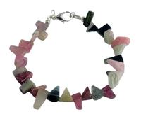LKBEADS Natural tourmaline gemstone 7x6-11x6 mm stacking bracelet | 7 inch | multi color, nugget shape, smooth cut, stone | with silver plated clasp | handmade jewellry |LK_ESK_00143