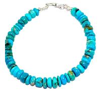 LKBEADS Natural tourquise gemstone 6mm stacking bracelet | 7 inch | blue color, rondelle shape, smooth cut, stone | with silver plated clasp | handmade jewellry |LK_ESK_00375