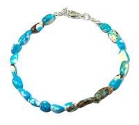 LKBEADS Natural tourquise gemstone 6x3mm stacking bracelet | 7 inch | tourquise color, tumble shape, smooth cut, stone | with silver plated clasp | handmade jewellry |LK_ESK_00419