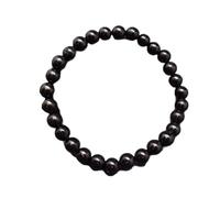 LKBEADS Natural Whitby Jet 6mm rondelle smooth 7inch Semi-Precious Gemstones Beaded Bracelets for Men Women Healing Crystal Stretch Beaded Bracelet Unisex