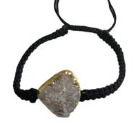 LKBEADS Natural White Druzy Thread Bracelet |LK_STHB_0124 | Pear Shape Gemstone Rough Cut Stone 7 Inch Adjustable Unisex Wristband Handmade Jewelry