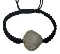 LKBEADS Natural White Druzy Thread Bracelet |LK_STHB_0337 | Fancy Shape Gemstone Rough Cut Stone 7 Inch Adjustable Unisex Wristband Handmade Jewelry