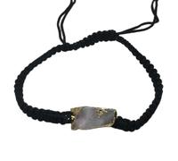 LKBEADS Natural White Rainbow Moonstone Thread Bracelet |LK_STHB_0273 | Fancy Shape Gemstone Rough Cut Stone 7 Inch Adjustable Unisex Wristband Handmade Jewelry