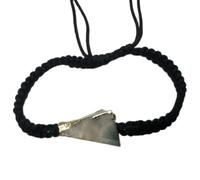 LKBEADS Natural White Rainbow Moonstone Thread Bracelet |LK_STHB_0345 | Trillon Shape Gemstone Rough Cut Stone 7 Inch Adjustable Unisex Wristband Handmade Jewelry