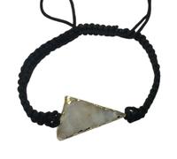 LKBEADS Natural White Rainbow Moonstone Thread Bracelet |LK_STHB_0374 | Trillon Shape Gemstone Rough Cut Stone 7 Inch Adjustable Unisex Wristband Handmade Jewelry