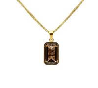 LKBEADS Naturel Brown Tourmaline Gemstone Brass Pendant Necklace Cushion Shape With Cable Chain Strong Grounding Handmade Jewelry Protection & Stabilit Locket |LK_SGMP_0328