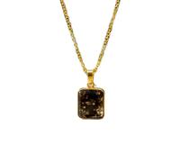 LKBEADS Naturel Brown Tourmaline Gemstone Brass Pendant Necklace Cushion Shape With Cable Chain Strong Grounding Handmade Jewelry Protection & Stabilit Locket |LK_SGMP_0330