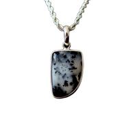 LKBEADS Naturel Denderide Opal Gemstone 925 Sterling Silver Pendant Necklace Fancy Shape With Cable Chain Nature Pattern Handmade Jewelry Enhances Growth Elegant Healing Locket |LK_SGMP_0051