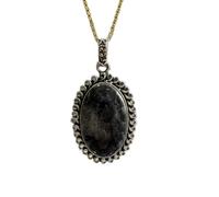 LKBEADS Naturel Denderide Opal Gemstone 925 Sterling Silver Pendant Necklace Oval Shape With Cable Chain Nature Pattern Handmade Jewelry Enhances Growth Elegant Healing Locket |LK_SGMP_0125