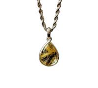 LKBEADS Naturel Denderide Opal Gemstone 925 Sterling Silver Pendant Necklace Pear Shape With Cable Chain Nature Pattern Handmade Jewelry Enhances Growth Elegant Healing Locket |LK_SGMP_0037