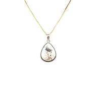 LKBEADS Naturel Denderide Opal Gemstone 925 Sterling Silver Pendant Necklace Pear Shape With Cable Chain Nature Pattern Handmade Jewelry Enhances Growth Elegant Healing Locket |LK_SGMP_0013