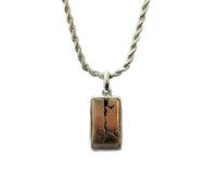 LKBEADS Naturel Denderide Opal Gemstone 925 Sterling Silver Pendant Necklace Rectangle Shape With Cable Chain Nature Pattern Handmade Jewelry Enhances Growth Elegant Healing Locket |LK_SGMP_0055