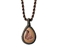 LKBEADS Naturel Druzy Agate Gemstone Thread Pendant Necklace Pear Shape With Leather Cord Chain Sparkling Energy Handmade Jewelry Luxury Glitter Positivity Spiritual Growth Locket |LK_SGMP_0442