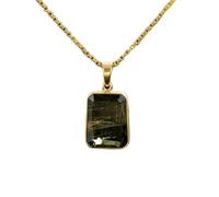 LKBEADS Naturel Green Tourmaline Gemstone Brass Pendant Necklace Cushion Shape With Cable Chain Attracts Wealth Enhances Love Handmade Jewelry Heart Chakra Prosperity & Harmony Locket |LK_SGMP_0290