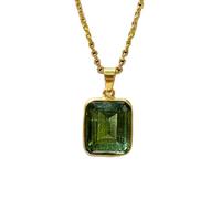 LKBEADS Naturel Green Tourmaline Gemstone Brass Pendant Necklace Cushion Shape With Cable Chain Attracts Wealth Enhances Love Handmade Jewelry Heart Chakra Prosperity & Harmony Locket |LK_SGMP_0303