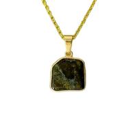 LKBEADS Naturel Green Tourmaline Gemstone Brass Pendant Necklace Fancy Shape With Cable Chain Attracts Wealth Enhances Love Handmade Jewelry Heart Chakra Prosperity & Harmony Locket |LK_SGMP_0360