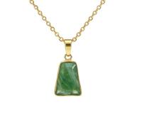 LKBEADS Naturel Green Tourmaline Gemstone Brass Pendant Necklace Trillon Shape With Cable Chain Attracts Wealth Enhances Love Handmade Jewelry Heart Chakra Prosperity & Harmony Locket |LK_SGMP_0170