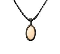 LKBEADS Naturel Pink Opal Gemstone Thread Pendant Necklace Oval Shape With Leather Cord Chain Self Love & Confidence Handmade Jewelry Healing Locket |LK_SGMP_0448