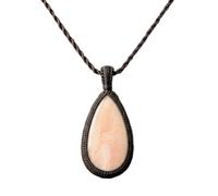 LKBEADS Naturel Pink Opal Gemstone Thread Pendant Necklace Pear Shape With Leather Cord Chain Self Love & Confidence Handmade Jewelry Healing Locket |LK_SGMP_0455