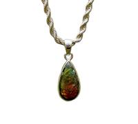 LKBEADS Naturel Pitersite Gemstone 925 Sterling Silver Pendant Necklace Pear Shape With Cable Chain Transformation Power Handmade Jewelry High Energy Boost Locket |LK_SGMP_0056