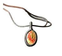 LKBEADS Naturel Red Jasper Gemstone Thread Pendant Necklace Round Shape With Leather Cord Chain Strength & Energy Handmade Jewelry Strength & Energy Locket |LK_SGMP_0450