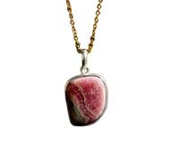 LKBEADS Naturel Rhodochrosite Gemstone 925 Sterling Silver Pendant Necklace Fancy Shape With Cable Chain Love & Self-Healing Handmade Jewelry Elegant Confidence Boost Locket |LK_SGMP_0110