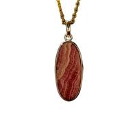 LKBEADS Naturel Rhodochrosite Gemstone 925 Sterling Silver Pendant Necklace Oval Shape With Cable Chain Love & Self-Healing Handmade Jewelry Elegant Confidence Boost Locket |LK_SGMP_0120