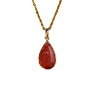 LKBEADS Naturel Rhodochrosite Gemstone Brass Pendant Necklace Pear Shape With Cable Chain Love & Self-Healing Handmade Jewelry Elegant Confidence Boost Locket |LK_SGMP_0198