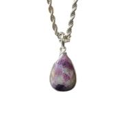 LKBEADS Naturel Ruby Gemstone 925 Sterling Silver Pendant Necklace Pear Shape With Cable Chain Enhances Passion Handmade Jewelry Enhances Passion Locket |LK_SGMP_0052