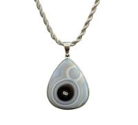 LKBEADS Naturel Shiva Eyes Gemstone 925 Sterling Silver Pendant Necklace Pear Shape With Cable Chain Lord Shiva’s Third Eye Handmade Jewelry Divine Protection Locket |LK_SGMP_0082