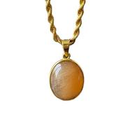 LKBEADS Naturel Yellow Aventurine Gemstone Brass Pendant Necklace Round Shape With Cable Chain Boost Confidence Handmade Jewelry Attract Luck Locket |LK_SGMP_0188