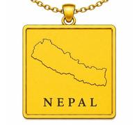 LKBEADS Nepal Map 24x26mm Pendant Necklace For Men Women 925 Sterling Silver Square Engraved Outline Charm With 18" Cable Chain Minimalist Travel Jewelry |LKN_MAP_00796