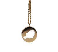LKBEADS Niger Map Pendant Necklace 925 Sterling Silver Round Charm Jewelry for Men Women 18 Inch Cable Travel Souvenir Gift Minimalist Map Jewelry |LKN_MAP_00379