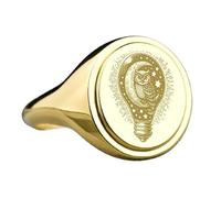 LKBEADS night owl light bulb signet ring| fantasy jewelry| oval engraved celestial surreal gift| 925 sterling silver gold plated |LK_PDR_00578_11.5