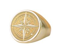 LKBEADS north star signet ring celestial compass jewelry| 925 sterling silver gold plated |LK_PDR_00699_11.5
