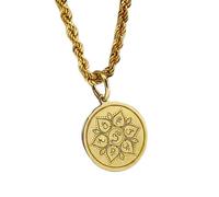 LKBEADS Om Symbol Pendant Necklace 925 Sterling Silver 28mm |LK_NLC_00131 | round medal charm jewelry with 18 inch rope chain spiritual meditation yoga gift for birthday anniversary