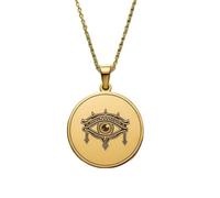 LKBEADS Ornate All-Seeing Eye Engraving Pendant Necklace Made In 925 Sterling Silver Gold Plated Charm With 18 "Cable Chain Handmade Jewelry For Men Women |LKD_EGP_00498