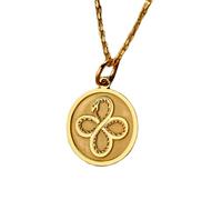 LKBEADS Ouroboros Engraved Coin Pendant Necklace 24mm with 18 Inch Cable Chain | Sterling Silver Gold Plated | Unisex Gift Jewelry|LK_PNDN_1226