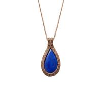LKBEADS Oxidized Copper Plated Brass Natural Lapis Lazuli Wire Wrapped Gemstone Pear Shape Blue Color Smooth Cut 43X25mm Stone With 18 Inch Cable Chain Handmade Unisex Jewelry |L_WRPN_0061