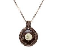LKBEADS Oxidized Copper Plated Brass Natural Shiv Eye Wire Wrapped Gemstone Round Shape Multi Color Smooth Cut 36X36mm Stone With 18 Inch Cable Chain Handmade Unisex Jewelry |L_WRPN_0076