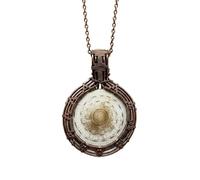 LKBEADS Oxidized Copper Plated Brass Natural Shiv Eye Wire Wrapped Gemstone Round Shape Multi Color Smooth Cut 35X35mm Stone With 18 Inch Cable Chain Handmade Unisex Jewelry |L_WRPN_0078