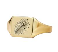 LKBEADS peacock feather ring in square shape | 925 sterling silver gold plated | gift jewelry,vintage style signet ring's hypoallergenic handmade jewellery|LK_PDR_00969_8