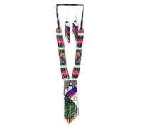 LKBEADS Peacock Ukrainian Gerdan Necklace With Earring Set Seed Beads Traditional Jewellery Multi Color Handmade Strand Beaded Ukrain Jewelry |LK_UKRN_1087