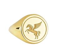 LKBEADS pegasus signet ring| mythical horse charm| greek mythology amulet| flying pinky gift| gift for her| 925 sterling silver gold plated |LK_PDR_00205_11