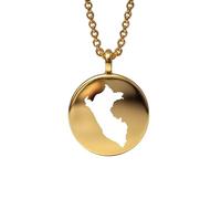LKBEADS Peru Map Pendant Necklace 925 Sterling Silver Round Charm Jewelry for Men Women 18 Inch Cable Travel Souvenir Gift Minimalist Map Jewelry |LKN_MAP_00531