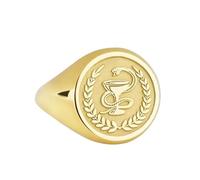 LKBEADS pharmacy signet ring| symbol pharmacology graduation gift| medical ring for men and women| 925 sterling silver gold plated |LK_PDR_00206_6.5